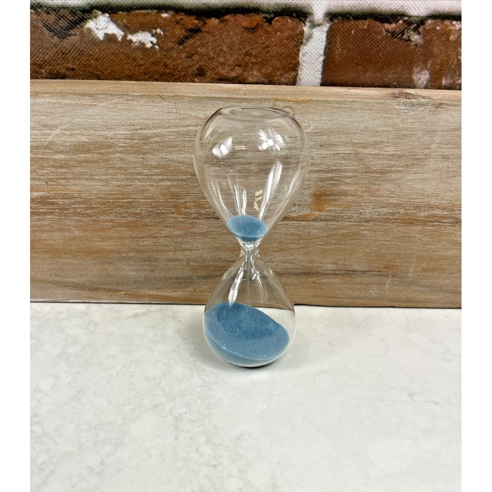 Clear Glass Hourglass Sand Timer, Blue Sand Manual Reusable
